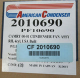 CF2010690 American Condenser Radiator Cooling Fan 2000-2001 Toyota Camry 2.2L
