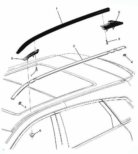 15947580 Rail Luggage Carrier Black Driver Side 2010-2016 Cadillac SRX