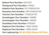 2PACK Kubota Engine Oil Filter HH150-32430 for Kubota B BX D DF F FZ GF G GR TG