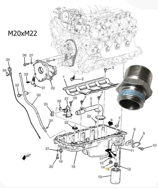 12600225 Engine Oil Filter Fitting Adapter Buick Cadillac Chevrolet GMC Saturn