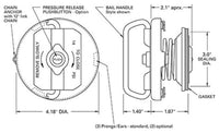 Diesel Filler Cap 14 Psi 404 Series Bail Handle w/ manual release pushbutton 4"