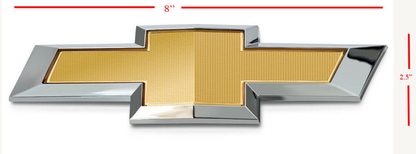 Chevrolet Chrome Gold Bowtie Decal 8x2.5 inches 19x6 cm Fits Front or Rear Side