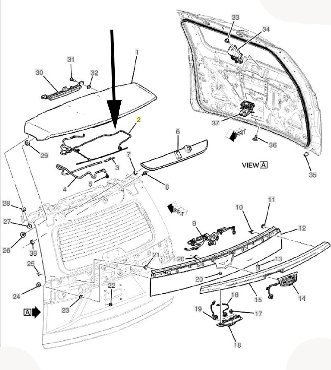 Liftgate Wire Harness OEM 2021-2023 Cadillac Escalade Suburban Tahoe G ...