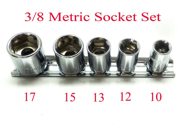 3/8" Drive Metric Socket set 10 12 13 15 17 5pcs Shopworks 575-1003