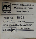 5 pcs 18-241 Pointed end Carbide Burr 50mm Length Pointed End 17mm Shank Dia 6mm