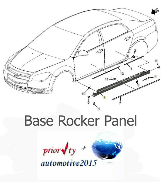 2008-2012 Chevrolet Malibu Exterior Rocker Panel Molding Passenger Switchblade