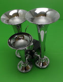 Air Train Horn 3 Trumpet Chrome with Support Bracket Peterbilt Kenworth Mack FL